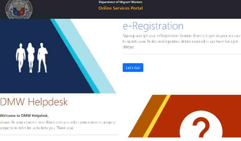 DMW E Registration Portal, Login onlineservices.dmw.gov.ph