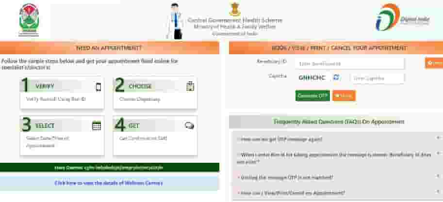 (Apply Online) CGHS Online Appointment Booking 2023 Number, Login cghs.nic.in odas