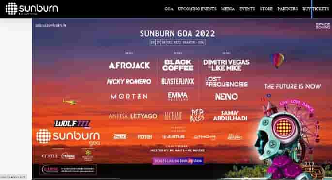 Sunburn Goa 2023 Tickets Price, Sunburn in Ticket Booking BookMyShow